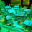 Placeholder: A bluish green village made out of jelly painted by Vincent van Gogh