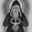 Placeholder: Russian Orthodox nosferatu with no eyes sockets and tentacle beard and long arms and fingers