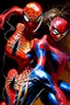 Placeholder: spiderman and spiderwoman across the spider-vers. Maximum detail, power colors