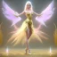 Placeholder: beautiful fairy very etheric, nice smiling, long blond hair, magic glamour pink make up, delicate colors, complete vision of very transparent golden and big wings, beautiful glamour transparent golden dress, ultra sharp focus, 8k, unreal engine 5, extremely sharp detail, light effect, soft light atmosphere, smooth, full of details, face in front, complete vision of face and hair and of the body