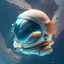 Placeholder: astronaut helmet floating in space