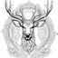 Placeholder: outline art, coloring pages, white Background, sketch style, only use outline, mandala stile, clean line art, white background, no shadow and clear and well, MANDALA MYSTERIOUS MALE DEER HEAD