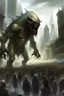 Placeholder: a fantasy creature attaking on a crowded city, ((fear)), ((terror))