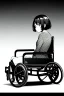 Placeholder: short hair girl passed out in a wheelchair, greyscale