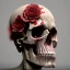 Placeholder: human skull , with red flowers , unreal 5 , blood