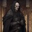 Placeholder: Dnd, fantasy, portrait, only face, archimage, medieval mosaic, ruthless, violent, old, black robe, very slim,