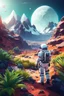 Placeholder: (((close midshot))), (((low poly art:2))), (astronaut), ultra-detailed illustration of an environment on a dangerous:1.2 exotic planet with plants and wild (animals:1.5), (vast open world), astroneer inspired, highest quality, no lines, no outlines candid photography. by Lekrot