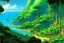 Placeholder: lush dense jungle, orizon point view by moebius