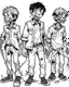 Placeholder: real little men zombies, coloring image, full body (((((white background))))), only use an outline., real style, line art, white color, clean line art, white background, Sketch style