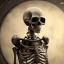 Placeholder: a skeleton mage wearing a cloac, steam punk, realistic, made in octane, cinematic, ultra-realistic, extremely detailed octane rendering, 8K, VRAY Super Real ar 2:3, dof photorealistic futuristic 50mm lens hard lighting dark gray tintype photograph, realistic lighting, sepia color