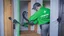 Placeholder: centurylink on-site technician breaking and entering a home with a crowbar