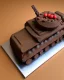 Placeholder: Tank model made of chocolate cake with Maltesers