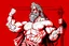 Placeholder: Detailed illustration of Greek god Zeus holding a red bold in het left hand and white bold in right hand. Detailed, Strong, Powerful.