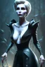 Placeholder: Constance Langdon as evil queen in black leather, leather, busty, cleavage, angry, stern look. character design by cory loftis, fenghua zhong, ryohei hase, ismail inceoglu and ruan jia. unreal engine 5, artistic lighting, highly detailed, photorealistic, fantasy