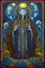 Placeholder: faith is not blind but is loyalty to the unseen universe; in the style of Hundertwasser and Giger
