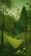 Placeholder: A green forest filled with fairies painted by Henri Rousseau