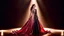 Placeholder: Glamorous woman in elegant evening gown posing on luxury stage under spotlight, cinematic lighting, photorealistic, fashion magazine styletion, Vogue editorial aesthetic.