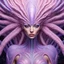 Placeholder: extraterrestrial being, alien, female, bipedal, otherworldly, pastel pink fur, large lavender eyes, intricately designed, highly detailed, Greg Rutkowski, hyperdetailed, humanoid