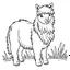 Placeholder: coloring page, simple alpaca with black and bold lines