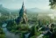 Placeholder: Magical fantasy elven city tower forest rivendell tree flower beautiful nature river 4k full hd