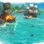 Placeholder: Two pirate ships fight each other at sea. Firing cannons.