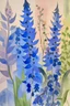 Placeholder: Watercolour of delphiniums in the style of Paul Klee