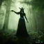 Placeholder:  Woman witch in the dark forest