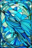 Placeholder: vitrail d'un geai bleu ailes déployées art déco d'après mucha