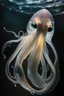 Placeholder: a deep sea squid with translucent skin