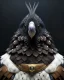 Placeholder: "black feathered, rogue, mysterious Kenku male, bird, full-scale head and shoulders portrait, 8k resolution concept art portrait by Greg Rutkowski, Artgerm, WLOP, Alphonse Mucha dynamic lighting hyperdetailed intricately detailed Splash art trending on Artstation triadic colors Unreal Engine 5 volumetric lighting Splash art fantasy"