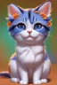 Placeholder: Blue and orange chibi pixar cats with big lifelike eyes and flowers