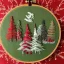 Placeholder: exquisite whimsical christmas forest in embroidery hoop, intricate, highly detailed, linen and wood backdrop