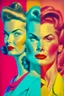 Placeholder: Strong women portrait from the 50s feminism bright colors