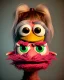 Placeholder: Portrait, hybrid character, waitress woman with monster muppet mask that covers her entire head, retro style, Sesame Street style, smooth, unreal engine 5, god lights, ray tracing, RTX, lumen lighting, ultra detail, volumetric lighting, 3d.