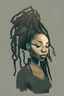 Placeholder: basic Illustration of black woman with locs for UX design portfolio