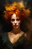 Placeholder: christina hendricks as saffron at a dance in a barn :: dark mysterious esoteric atmosphere :: digital matt painting with rough paint strokes by Jeremy Mann + Carne Griffiths + Leonid Afremov, black canvas