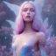 Placeholder: one big crystal glitter pink blue subtle galactic fairy in a galactic ambiance,glitter long blond hair down to the ground,transparent petals,blue eyes,delicate colors in the foreground, full of details, smooth，soft pink violet light atmosphere, light effect，vaporwave colorful, concept art, smooth, extremely sharp detail, finely tuned detail, ultra high definition, 8 k, unreal engine 5, ultra sharp focus