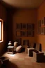 Placeholder: A medium-sized Arabic clay room containing a group of picture frames without any pictures