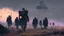 Placeholder: marching machine soldiers, creepy landscape, techno gothic visual composition, science fiction painting, Denis Sarazhin, Quint Buchholz, Simon Stålenhag, Neil Blomkamp, Christopher Shy, Alejandro Burdisio, RAW, gritty high contrast, atmospheric horror, unsettling art, dark palette, harsh colour