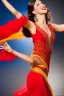 Placeholder: A lively portrait of a spain dancer, passionately performing in a vibrant, flowing dress, with the rhythm of castanets and the strumming of Spanish guitars in the air.