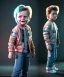 Placeholder: Marty mcfly toddler, Emmet brown toddler, full body, delorean, dramatic lighting, hyper realistic