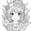 Placeholder: outline art for square 3 small flowers crowned coloring page for kids, classic manga style, anime style, realistic modern cartoon style, white background, sketch style, only use outline, clean line art, no shadows, clear and well outlined