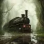 Placeholder: an abandoned train on tracks overgrown by nature with large puddles of water flooding part of tracks, 8k resolution, high-quality, fine-detail, intricate, digital art, detailed matte, volumetric lighting, illustration, 3D octane render, brian froud, howard lyon, selina french, anna dittmann, annie stokes, lisa parker, greg rutowski