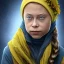 Placeholder:  Greta Thunberg hijab portrait, 8k resolution, flower head and body,