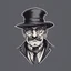 Placeholder: professor balthazar with a hat in style of logo