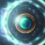 Placeholder: cosmos, metallic sky stars, sky blue light, blue light, green moons with neon rings, 8k resolution, detail