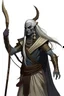 Placeholder: Ahs genasi from dnd with ashesen skin and asian flowing hair on head holding a spear in Monk attire with ash giant