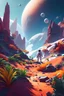 Placeholder: (((close midshot))), (((low poly art:2))), (astronaut), ultra detailed illustration of an environment on a dangerous:1.2 exotic planet with plants and wild (animals:1.5), (vast open world), astroneer inspired, highest quality, no lines, no outlines candid photography. by Lekrot