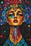 Placeholder: painting of a woman's face with abstract fractal mondrian's characteristic triple windows and nature jungle pattern, long neck sinting kusama starry vibrant, hand-drawn, optical illusion. Hair with root mechanical Stained glass Intricate design of intersecting lines forming a repeating diamond grid lot of graffiti on it, inspired by Sandra Chevrier, abstract portrait, expressive beautiful painting, abstract fantastic face, inspired by Nick Gentry, woman portrait made out of paint, stunning,