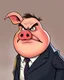 Placeholder: An image of a comic character of Iván Duque Márquez, fat, with a pig's nose and ears, in a suit, a little angry.